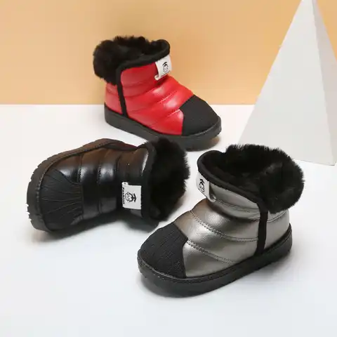 Детские ботинки, зимние повседневные ботинки для мальчиков, Нескользящие водонепроницаемые уличные спортивные ботинки с вельветом SXH002