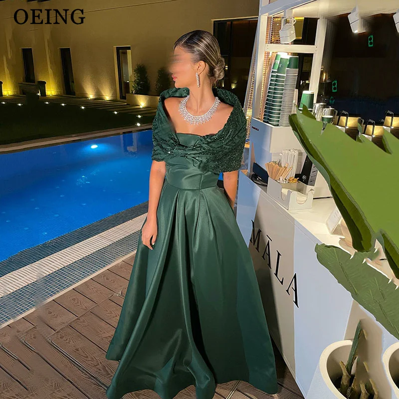 

OEING Dark Green Prom Dress Luxury Detachable Off The Shoulder Elegant Evening Dresses Special Occasion Gown Vestidos De Noche