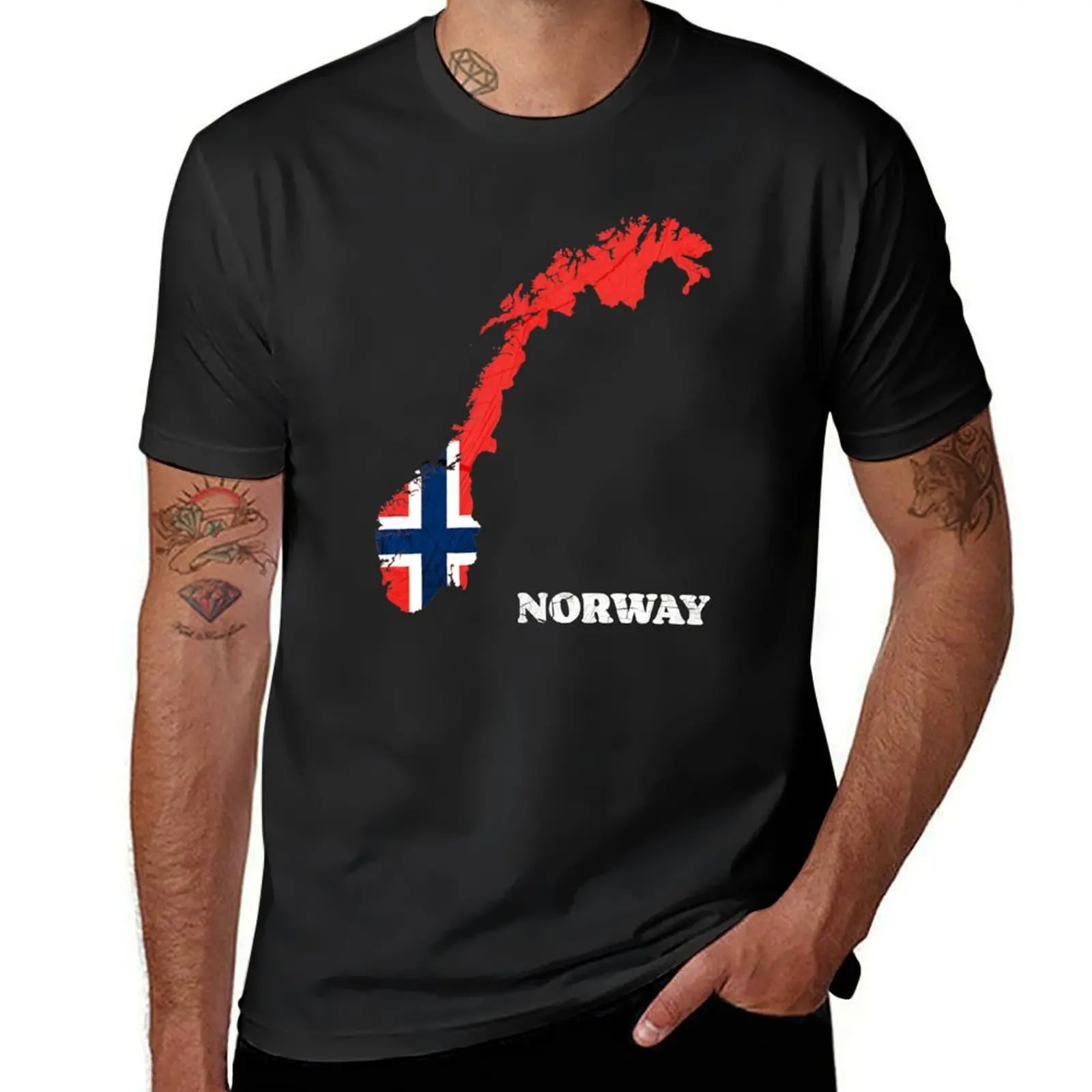Футболка мужская с рисунком флага Норвегии аниме одежда принтом дерева большие и