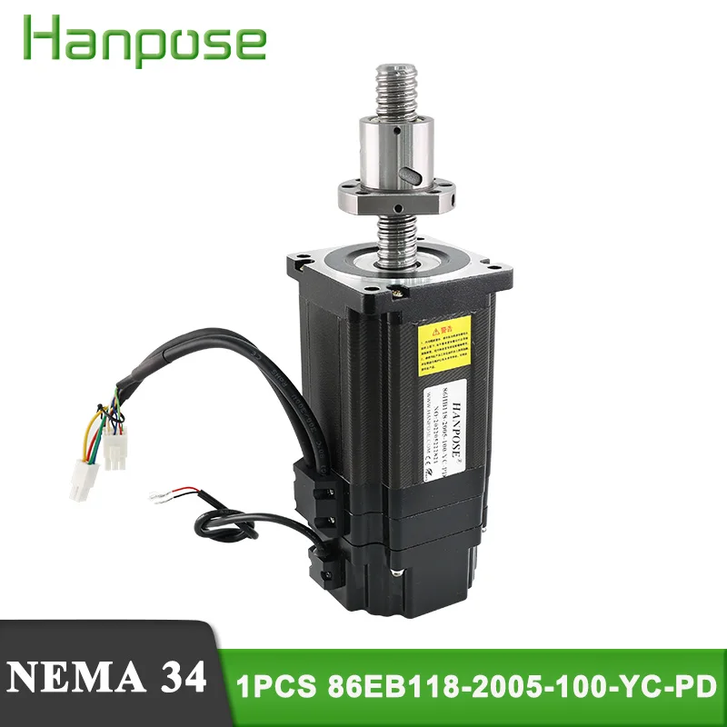 

NEMA 34 Stepper Motor 8N.M 6A 86HB118-2005-100-YC-PD Closed Loop Permanent Magnet Brake Ball Screw Motor 100-300mm 3D Printer