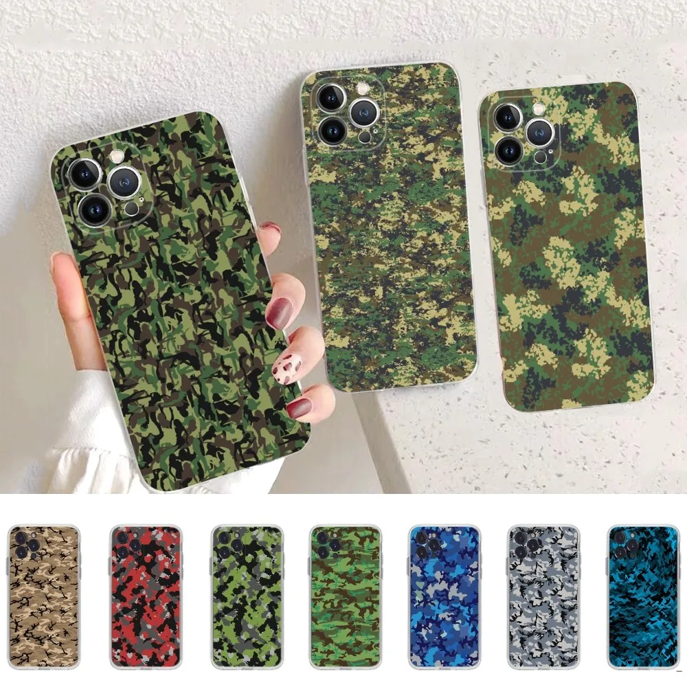 

Camouflage Military Camo Back Phone Case for iPhone 8 7 6 6S Plus X SE 2020 XR XS 14 11 12 13 Mini Pro Max Mobile Case