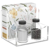 Clear Napkin Holders to Storage Salt & Pepper Shakers Set Napkin Caddy For Table Kitchen Office Restaurant