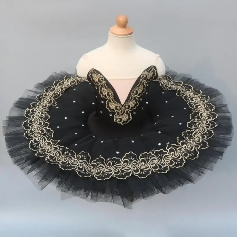 

Черная профессиональная балетная юбка для девочек, детская одежда в виде лебедя, озера, блинчиков, балерины, платье для фигурного катания на коньках