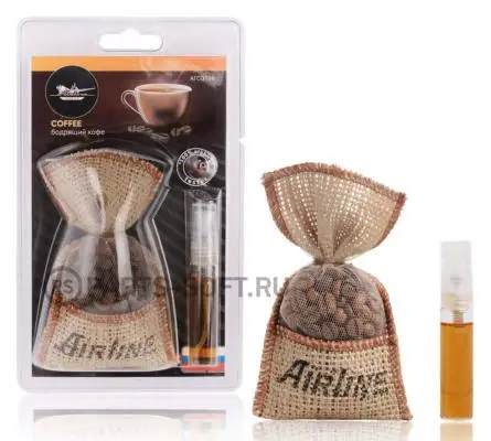AIRLINE AFCO198 Ароматизатор подвесной Бодрящий кофе Кофе в мешочке со спреем|Детали