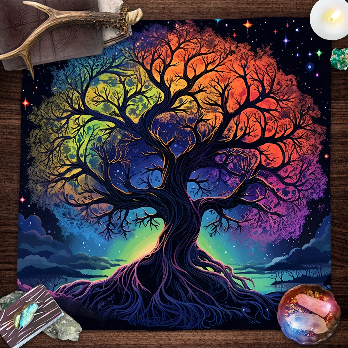 

Красное колесо года, скатерть Таро, современный языческий алтарь Wicca, скатерть для ТАРО и праздников, скатерть для стола