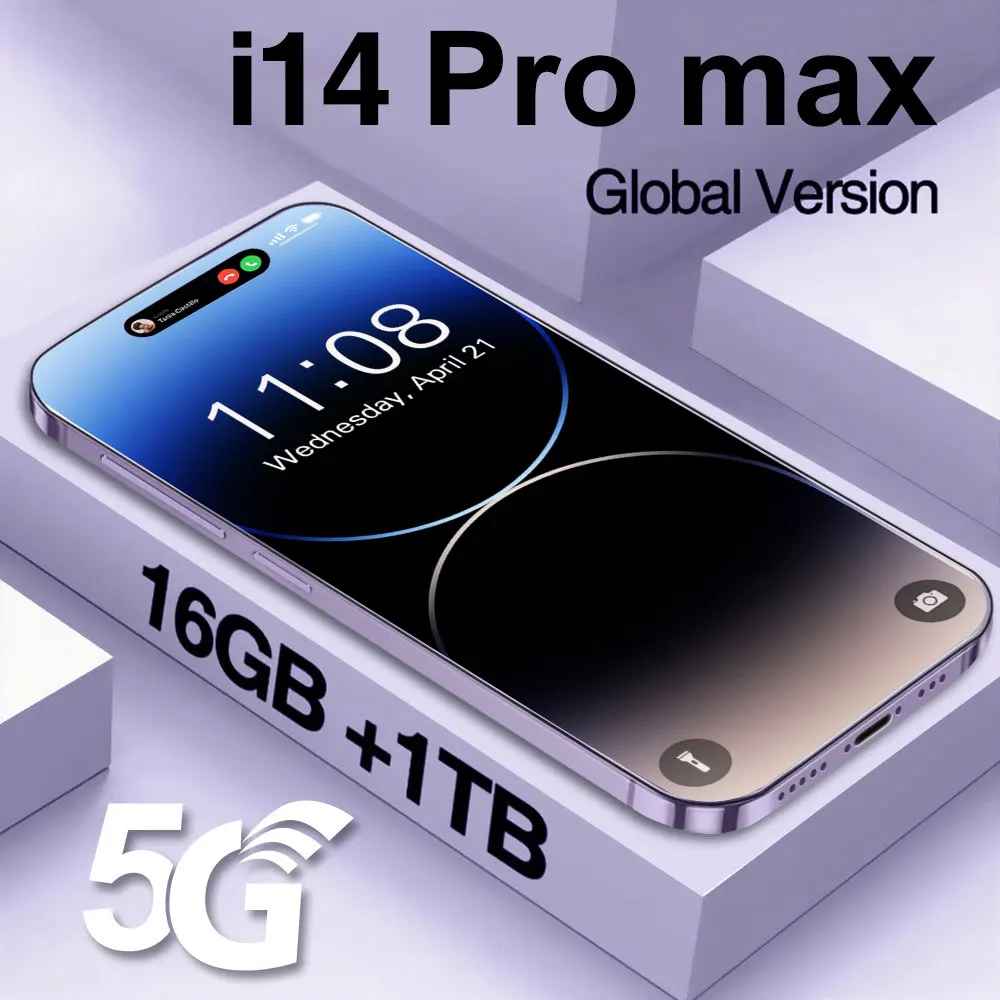 

2023 i14 Pro Max Smartphone Full Screen 16GB+1TB 108MP Camera Cell phone Global Version Unlocked Mobile Phones