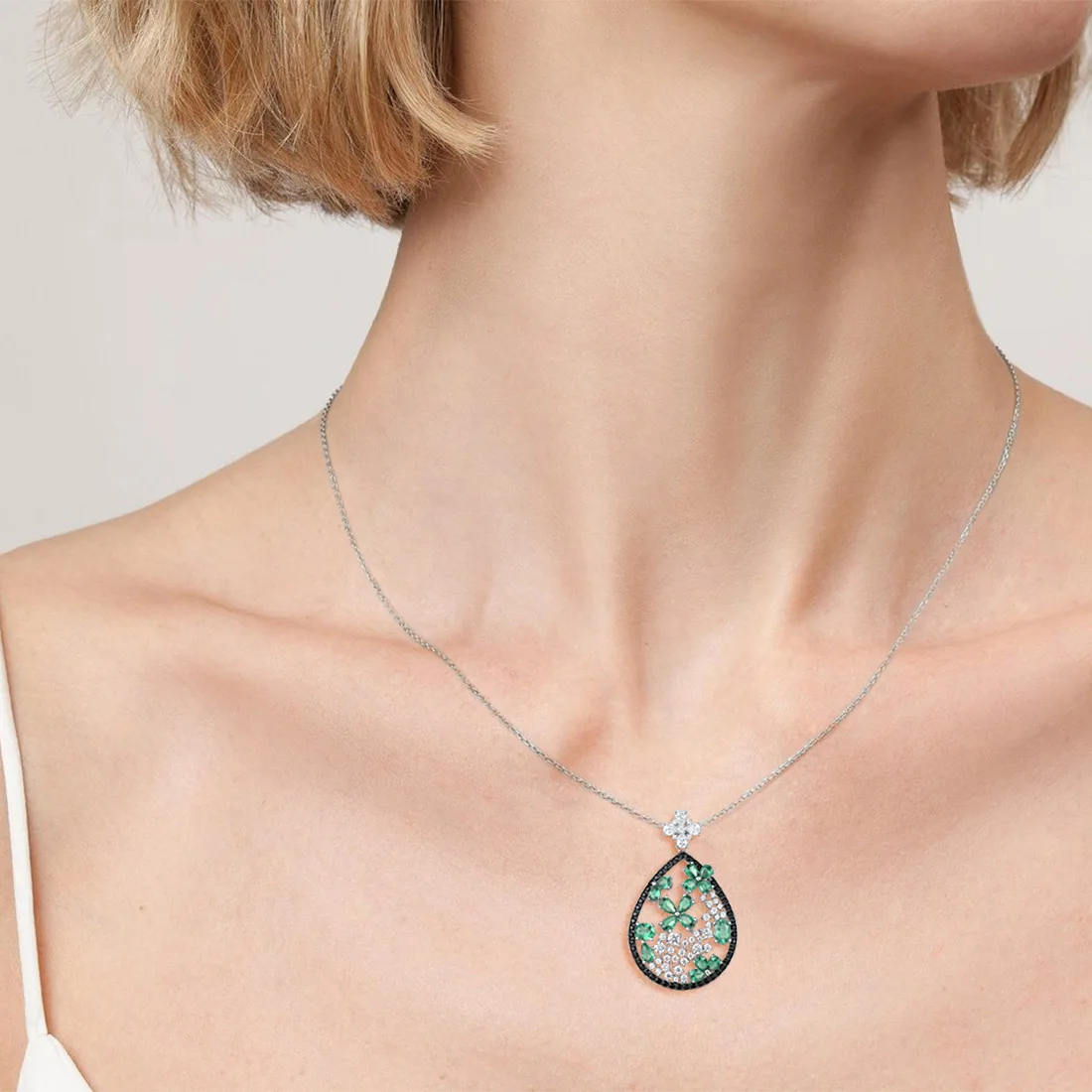 SANTUZZA кулон из стерлингового серебра 925 пробы для женщин сверкающий зеленый