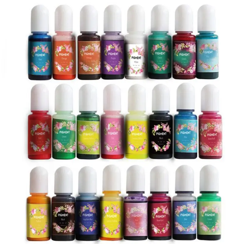 

24 Pieces Epoxy Pigment Resin Dye Liquid Color Pigment Non Toxic Resin Colorant for Jewelry Making 0.35oz/Bottle
