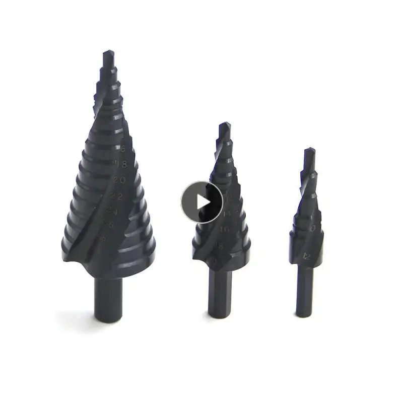 

4-12/4-20/4-32mm HSS Nitride Coated Step Drill Bits Wood/Metal Hole Cutter Drill Spiral Groove Step Drill Bit Set