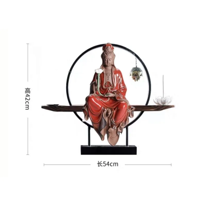 Курильница Guanyin для благовоний со светодиодсветильник кой, керамическая подставка для благовоний в стиле ретро, дзен, орнамент, курильница Бодхисаттва для дома (art.: 3920bdfef36cc) - 3920bdfef36cc