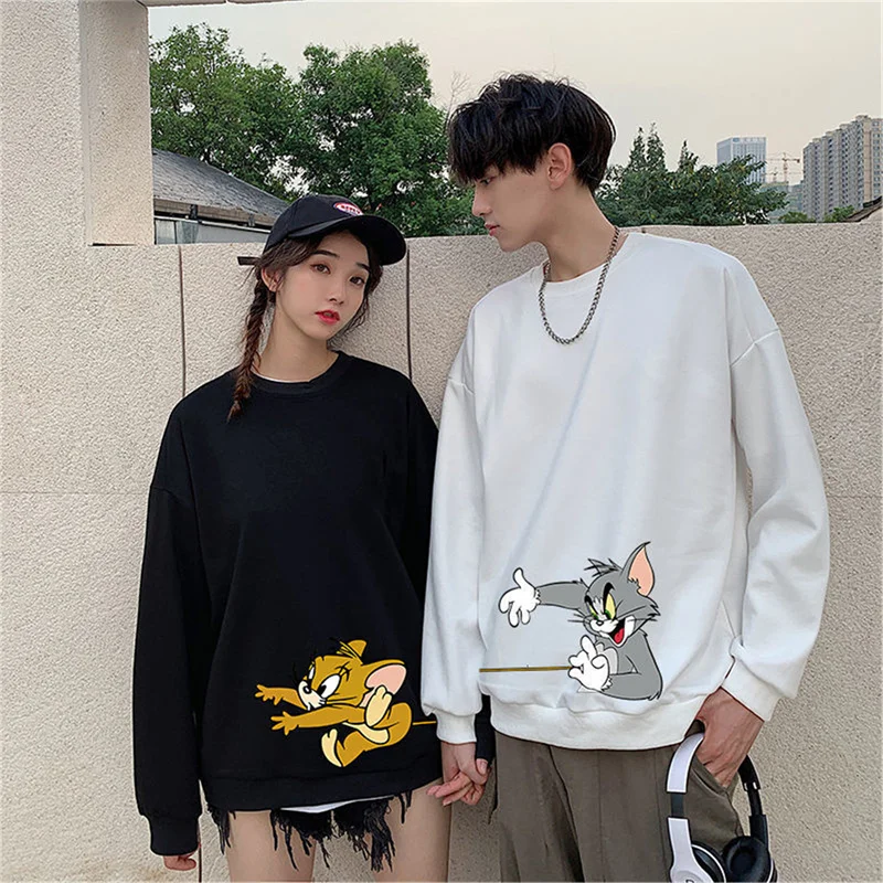 

Cat Tom Mouse Jerry New Couple Clothes Kawaii Anime Pullover Women Men Cartoon Print Sweatshirt Autumn Sportswear Ulzzang