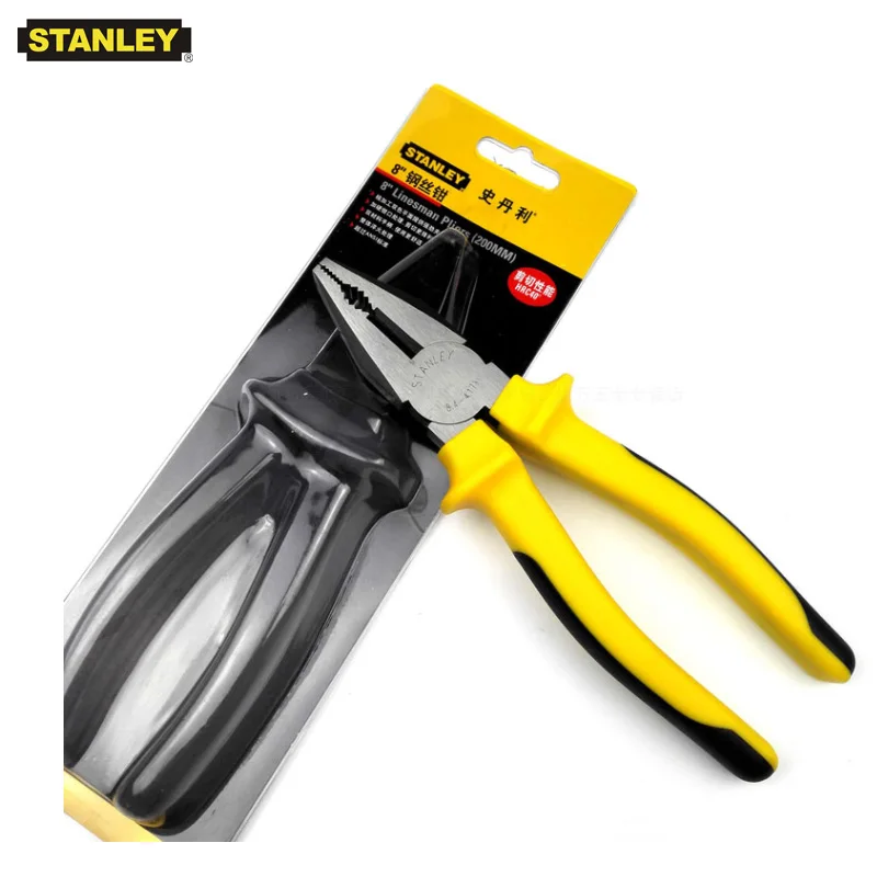 

Stanley HRC40 linesman pliers combination w/ hole ergonomics soft grip universal metal wire cutter vise plier carbon steel 1-pcs