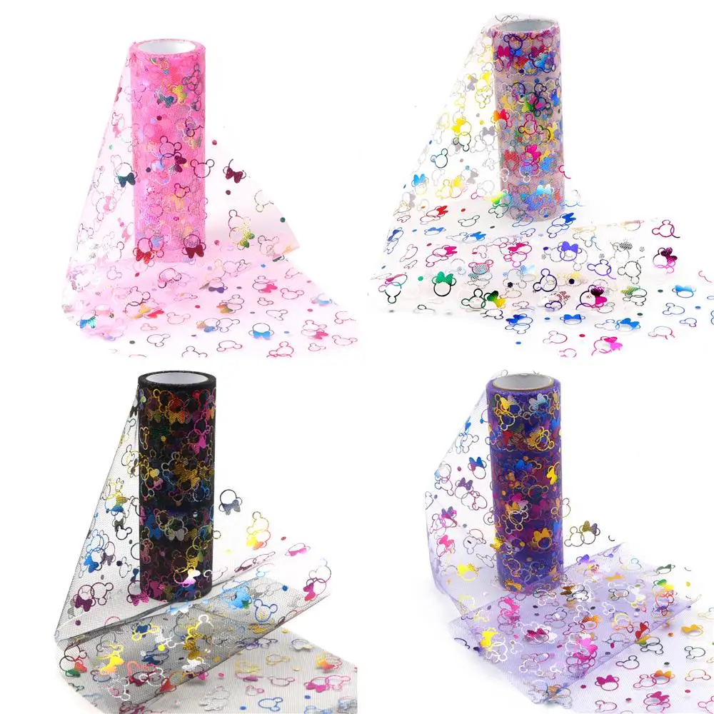 15cm Mickey Gold Foil Lace Mesh Gauze Tulle Fabric Sewing Supplies Dress DIY Needlework Garment Curtains Accessories - - Цена: 404.44