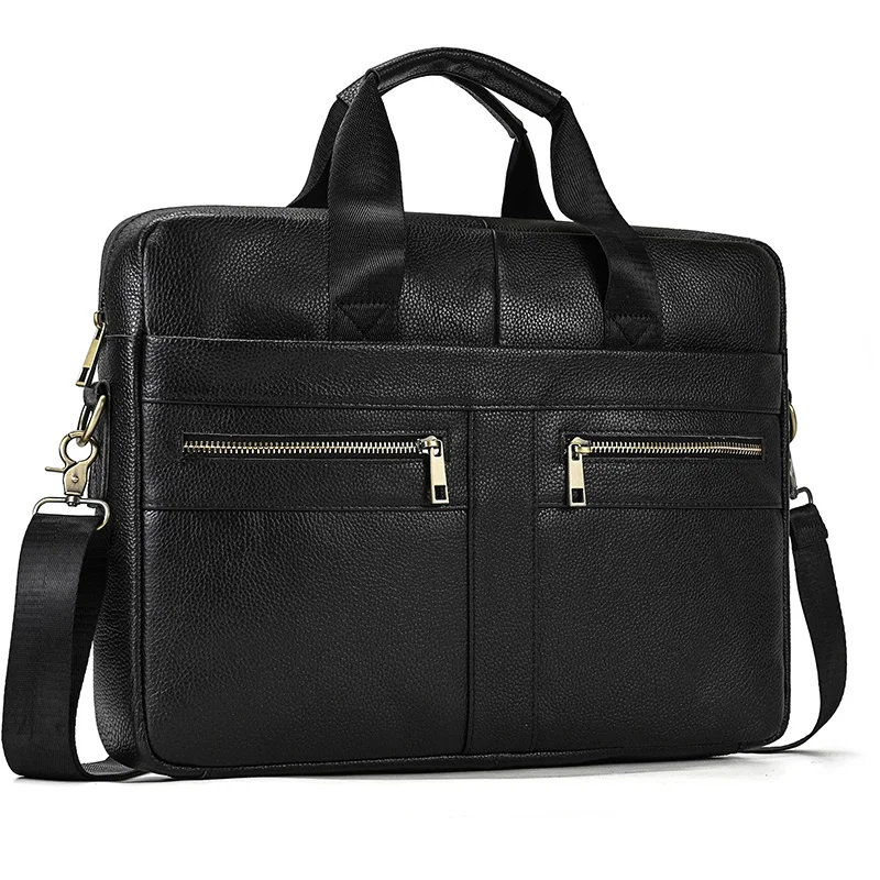 

Case Leather Men Briefcase Doctor Bag Computer Men Business Man Male Bags Office Newsbirds Genuine Bags Laptop Black Layer