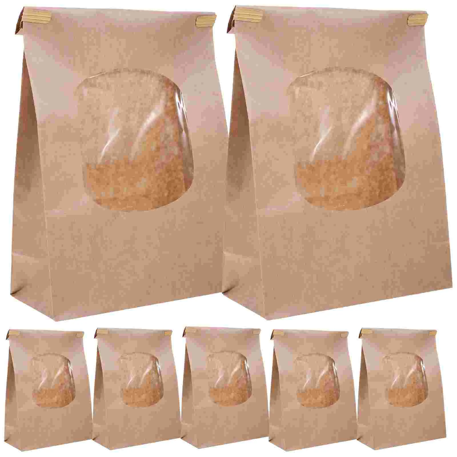 

Multi-function Treat Bags Kraft Paper Bread Wrapping Window Clear Baking Pouches Bakery Accessory Convenient Cookie Holders