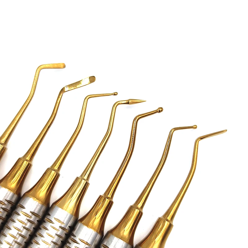 7pcs Dental Composite Resin Filling Tools Set Spatula Dentist Instrument Titanium plated Head Thick Handle Filler - купить по