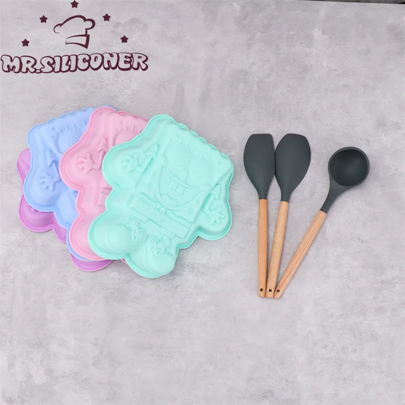 

4 PCS DIY Fondant Cake Tools 100% Foodgrade Silicone Mold Hot Catoon Cake Mold Chocolate Ice Cube Silicone Kitchen Bake Set