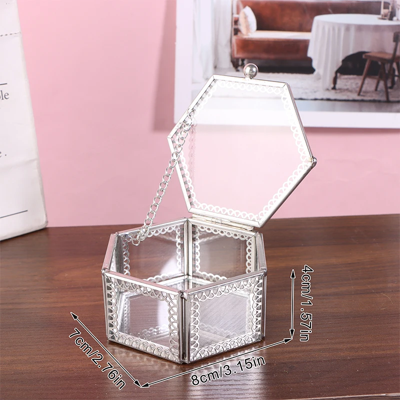 

Шестигранная стеклянная коробка для хранения украшений GUOUqna