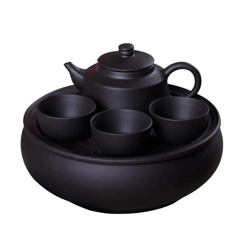 

Travel Tea Set Handmade China Tea Set Purple Sand Cup Pot Ceramics Round Tea Tray Kung Fu Tea Utensils