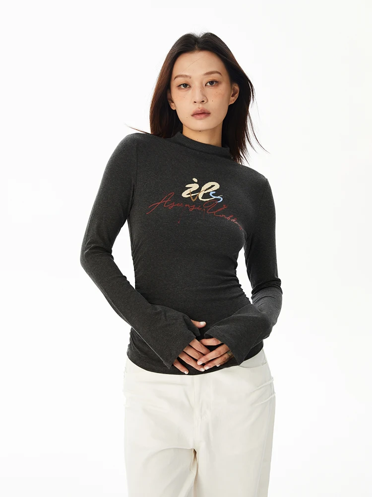 Американская обтягивающая нижняя рубашка женская футболка осень 2024 новинка