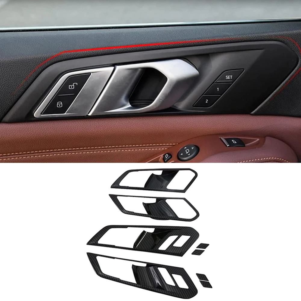 

ABS углеродное волокно автомобильные внутренние дверные ручки чаши панели крышки для BMW X5 G05 2019-2021