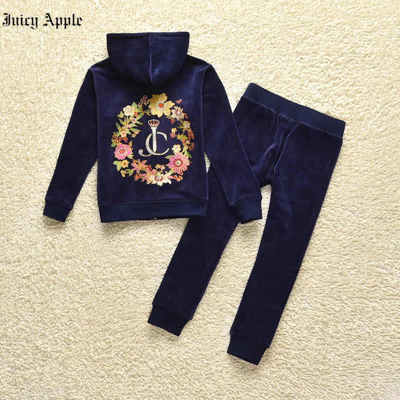Juicy Apple Tracksuit Two Piece Set Kids Girl Clothes Set Long Sleeve Sweatshirt Long Pants Outfits Autumn Tracksuit Clothing