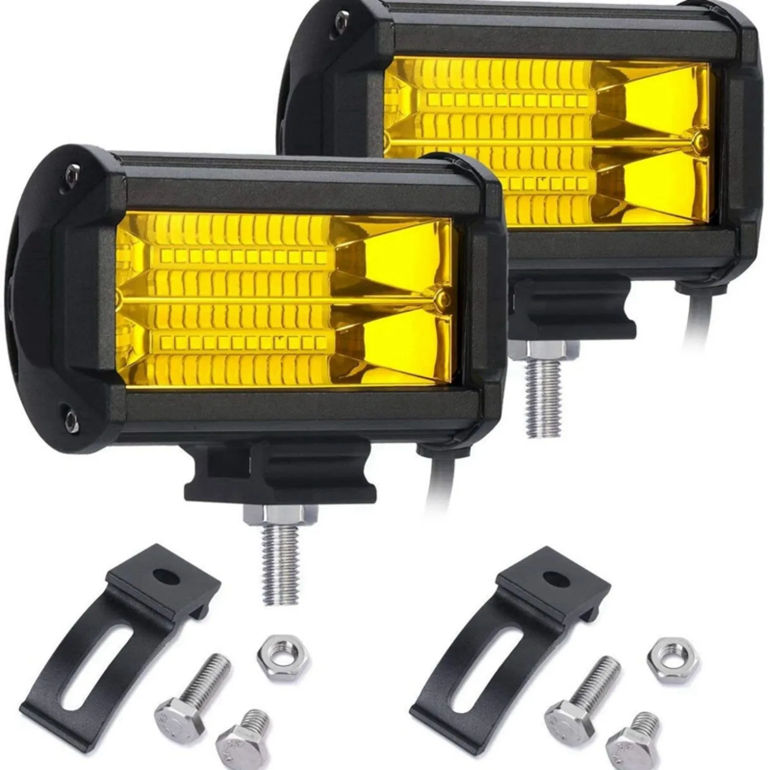 

2X 5 Inch 72W LED Work Lights Waterproof Off Road Pod Fog Lights Yellow Lamps for Trucks ATV UTV Polaris Boat Golf Cart