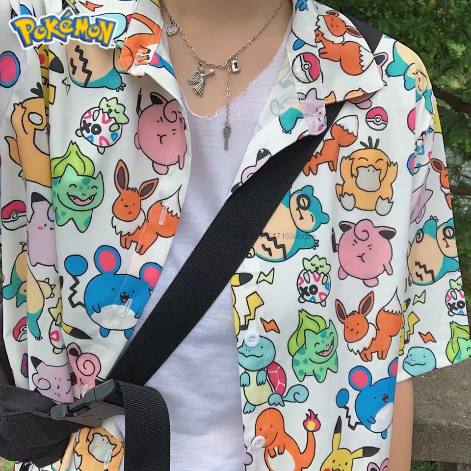 Продажа Рубашка с коротким рукавом и принтом «Покемон», лето 2022