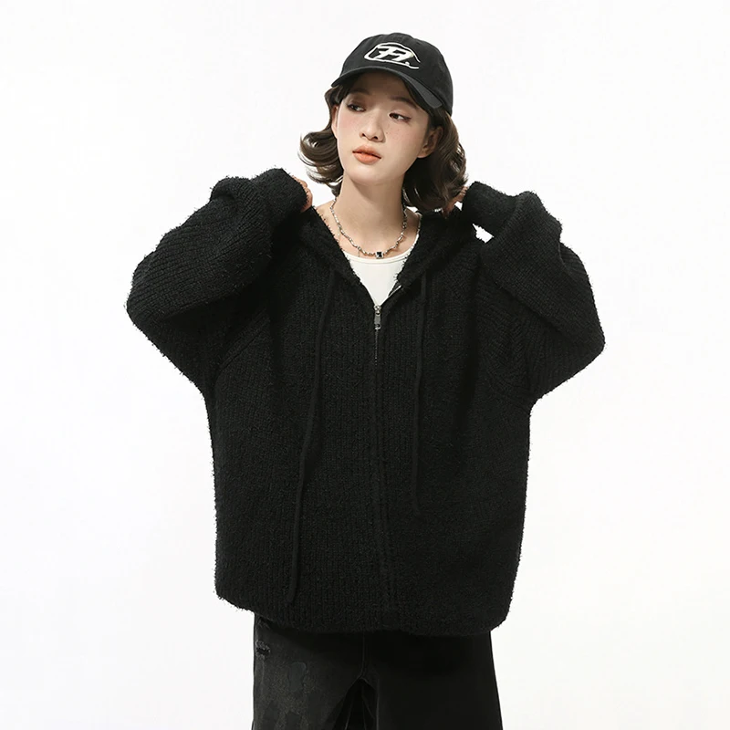IEFB корейский стиль мужские свитера с капюшоном повседневные вязаные на молнии
