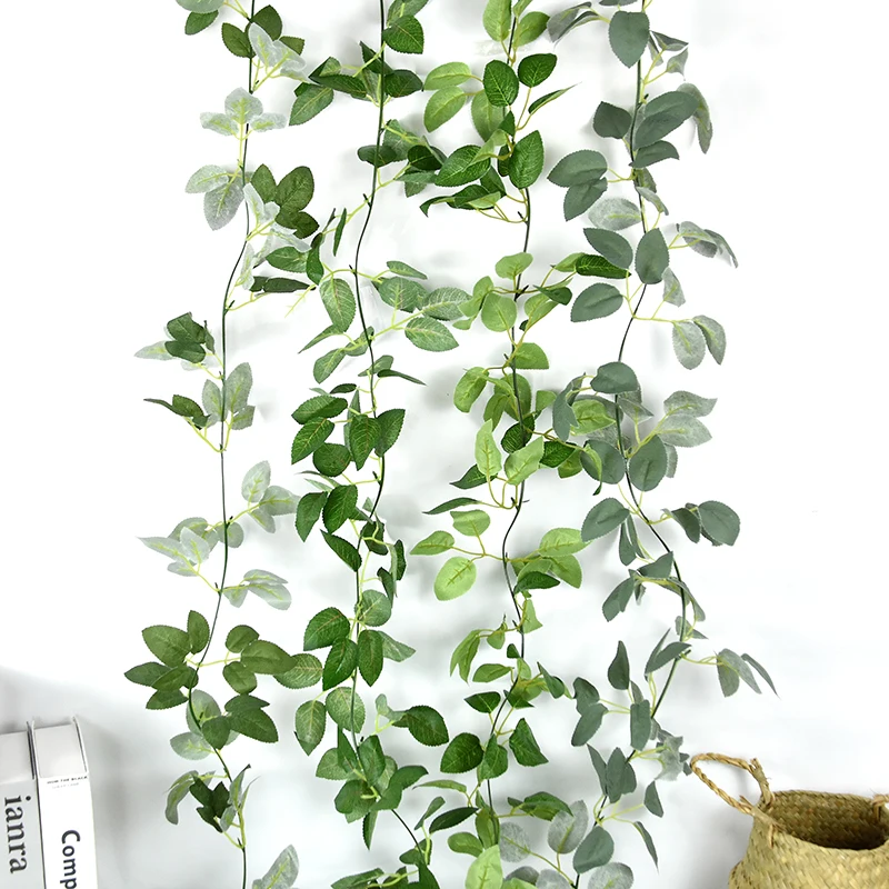 

2M Artificial Ivy Green Leaf Willow Garland Plants Rose Flower Vine Fake Foliage Flowers for Home Garden Wedding Arch Decoration