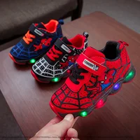 Disney Kids LED Lighting Shoes Boy Lighting Shoes Girls Running Shoes Baby Flashing Single Sneakers Mesh Size 21-36