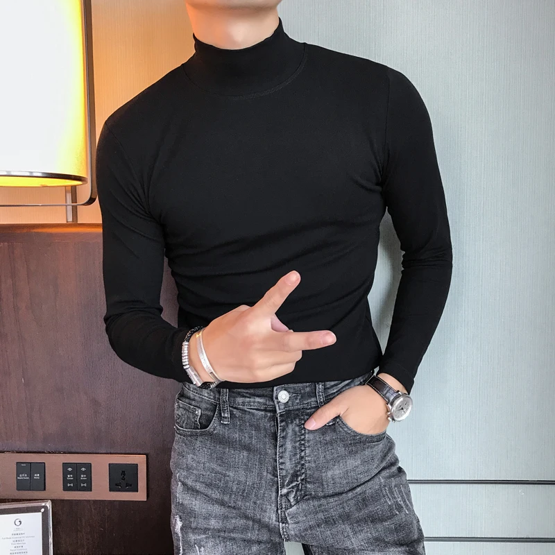 

9-color Turtleneck Sweater Male Autumn and Winter New Style Fashion Casual Slim Fit Solid Color Warmth Pullover Male Brand