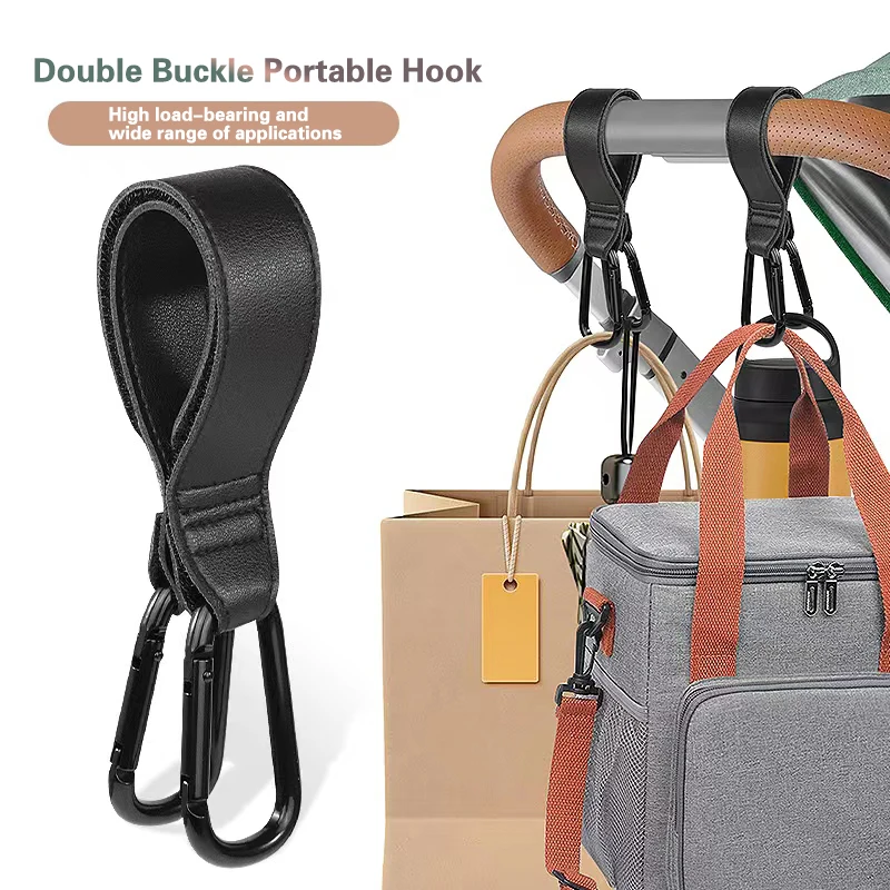 

Удобные аксессуары для детской коляски с двойной головкой из искусственной кожи аксессуары из алюминиевого сплава подвесные сумки для подгузников с карабином