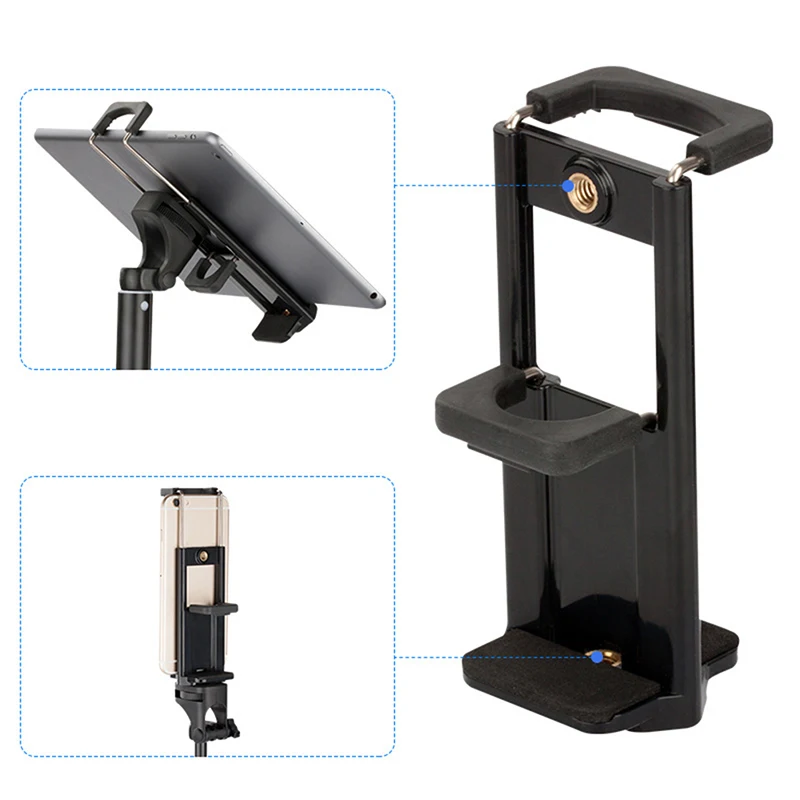

2 In 1 Universal Tablet Phone 1/4" Tripod Mount Clamp Holder Bracket Selfie Clip Tablet Stand Holder