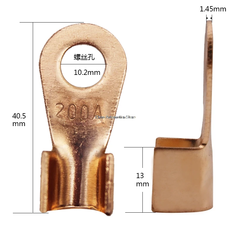 

10Pcs 200A Copper Battery Cable Connector Terminal Crimping 16-35mm2 Wire OT-200A