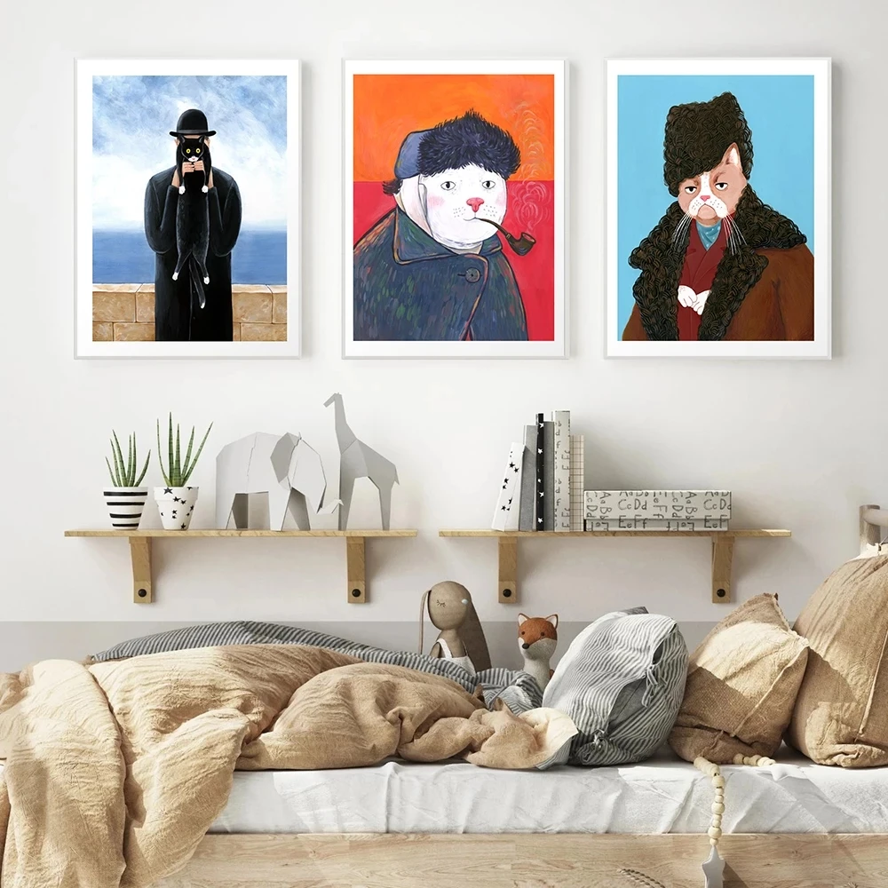 Классический художник Климт поцелуй кошки Мона Лиза Ван Гог живопись на холсте