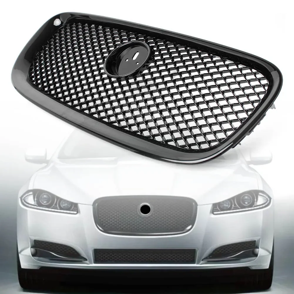 

Передний гоночный гриль с логотипом для Jaguar XF XFR X250 2012 2013 2014 2015, верхняя сетчатая решетка с фотоэлементами