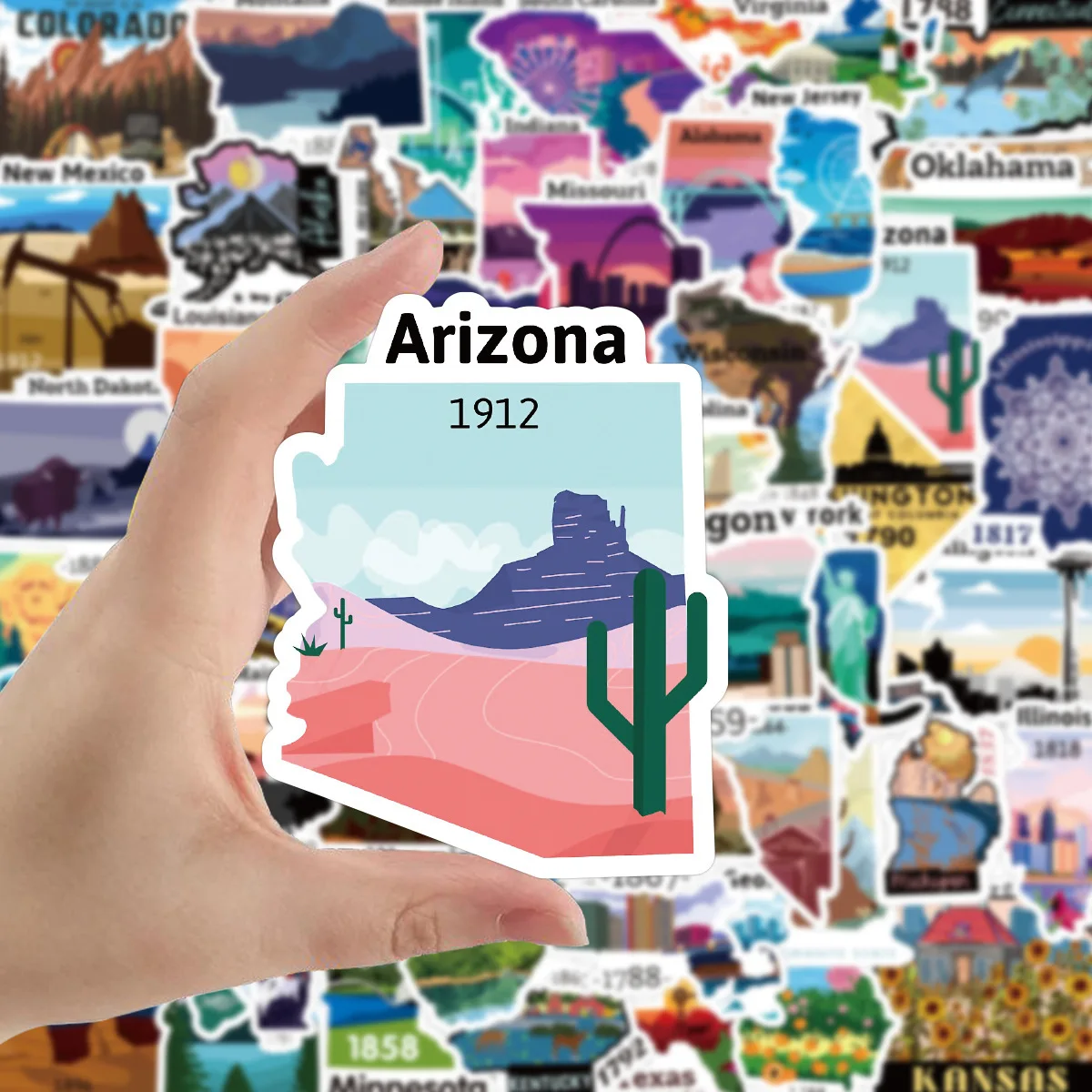 

50pcs USA City Map Doodle Sticker