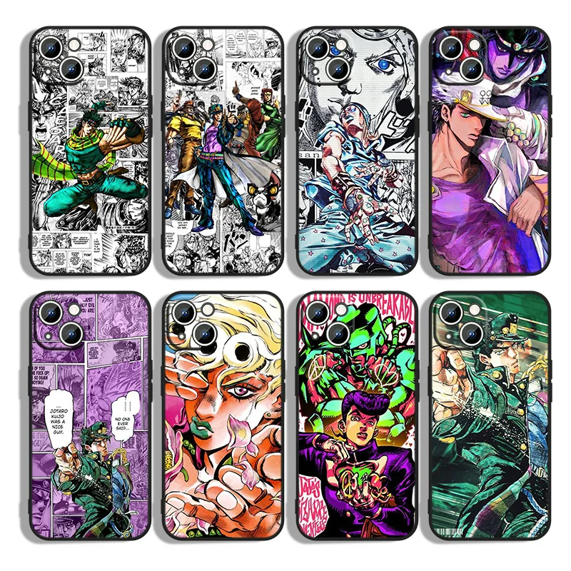 

Manga JoJo Bizarre Adventure For iPhone 13 12 mini 11 XS Pro Max XR X 8 7 6S 6 Plus 5 5S SE 2020 Black Phone Case Cover Capa