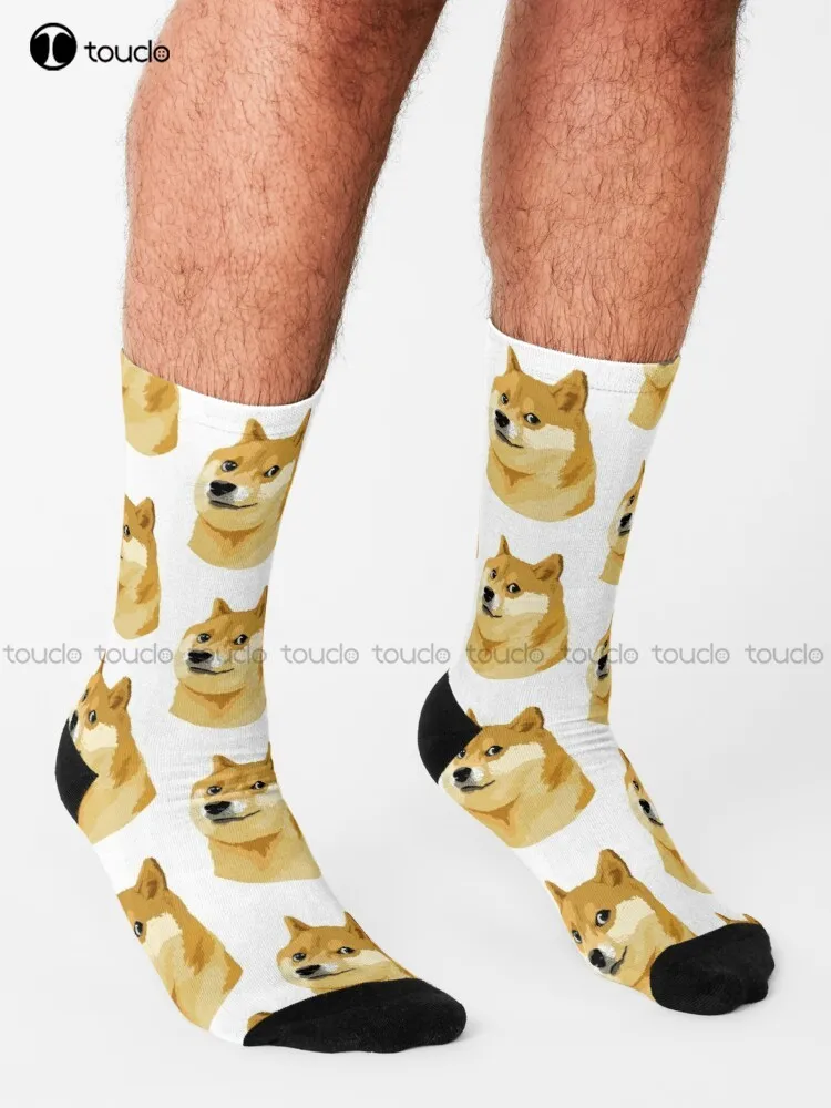 Носки Doge Сиба ину мемы коричневые носки персонализированные унисекс для