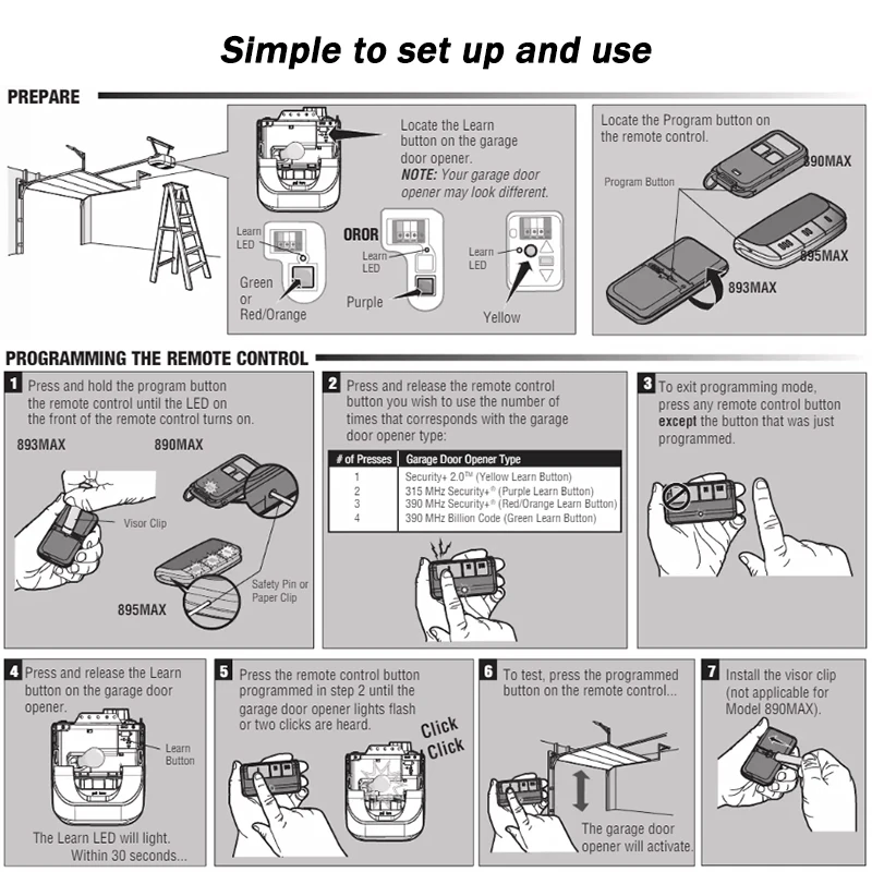 LiftMaster 893LM 893MAX 891LM 81LM 82LM 83LM 84LM пульт дистанционного управления гаражными дверями