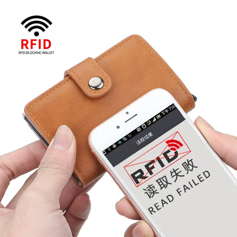 Мужской держатель для кредитных карт на застежке чехол кошельки с блокировкой Rfid