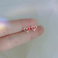new arrival silver color heart red simple earrings for women new fashion gift heart bohemian vintage trend jewelry