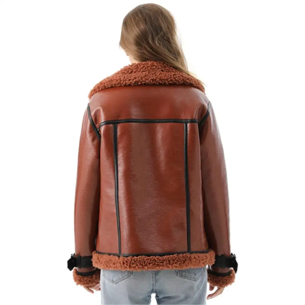 Women Winter Warm Fox Fur Coat Fashion Designer Fleece Real Fur Coat Zipper Cuff Lapel Bondage Leisure Jackets Plus Size