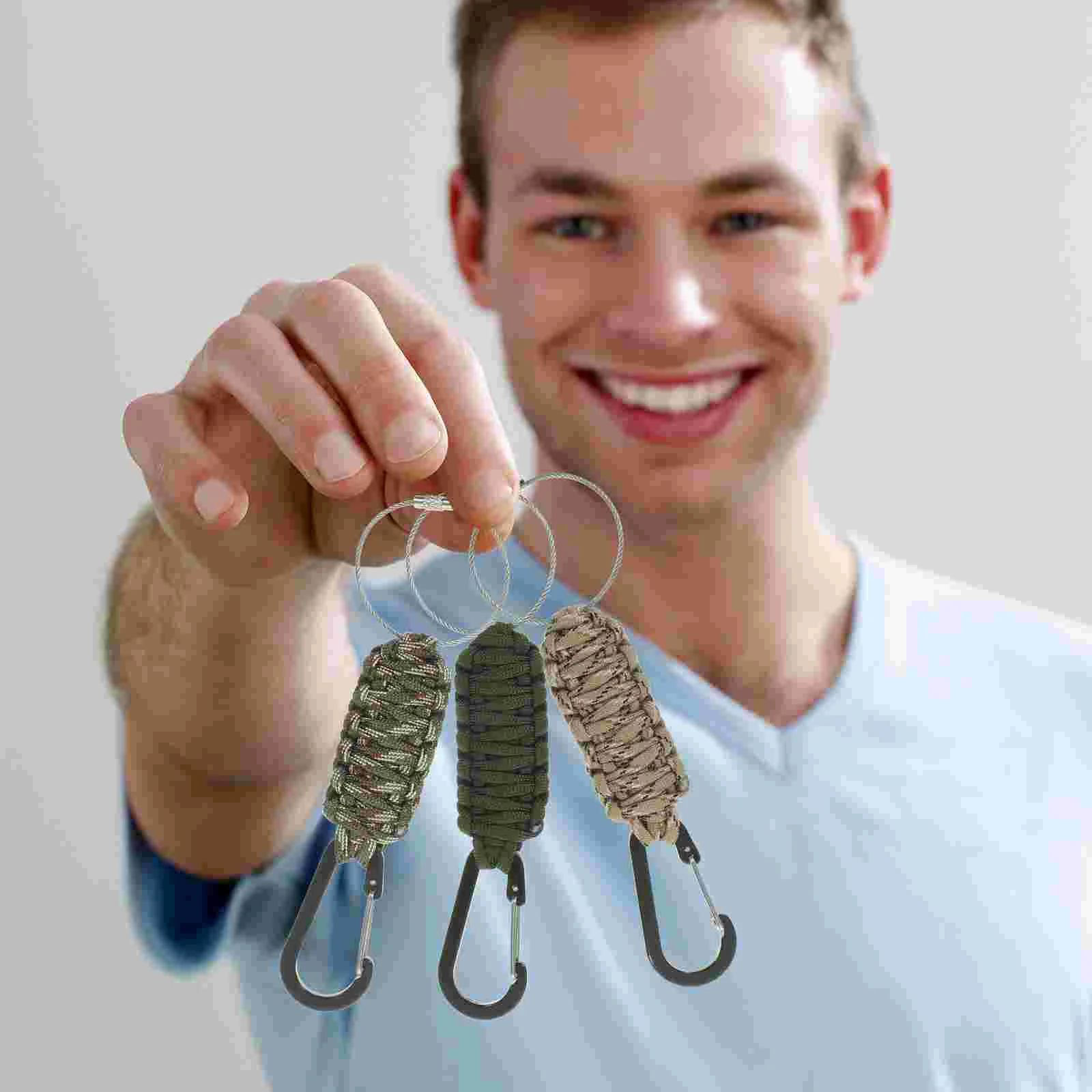 

3 Pcs Outdoor Key Chain Rings Carabiner Chains Keychains Mens Aluminum Alloy Plus Nylon Rope Travel