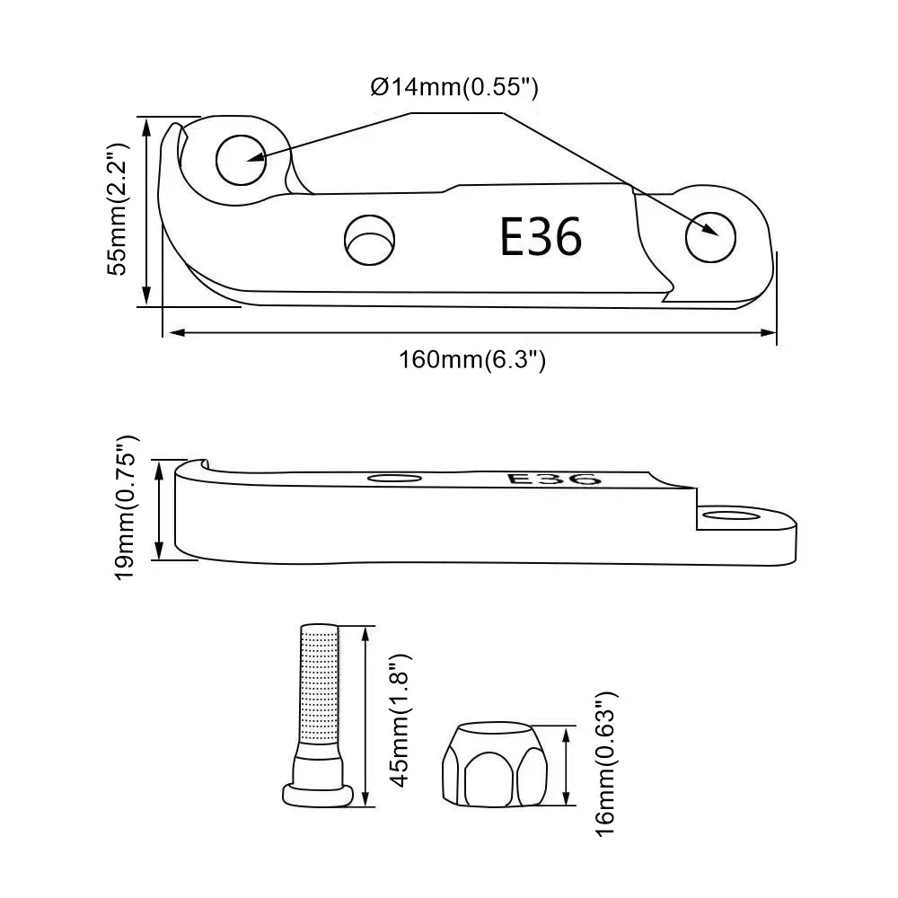Алюминиевый автомобильный адаптер для BMW E36 2 шт. увеличивающий угол поворота