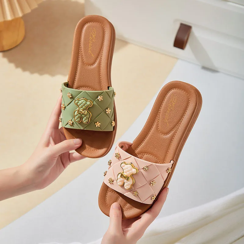 

Fashionable non-slip slippers 2022 summer fashion flat bottom fairy style outer wear sandals home bathroom sandals and slippers