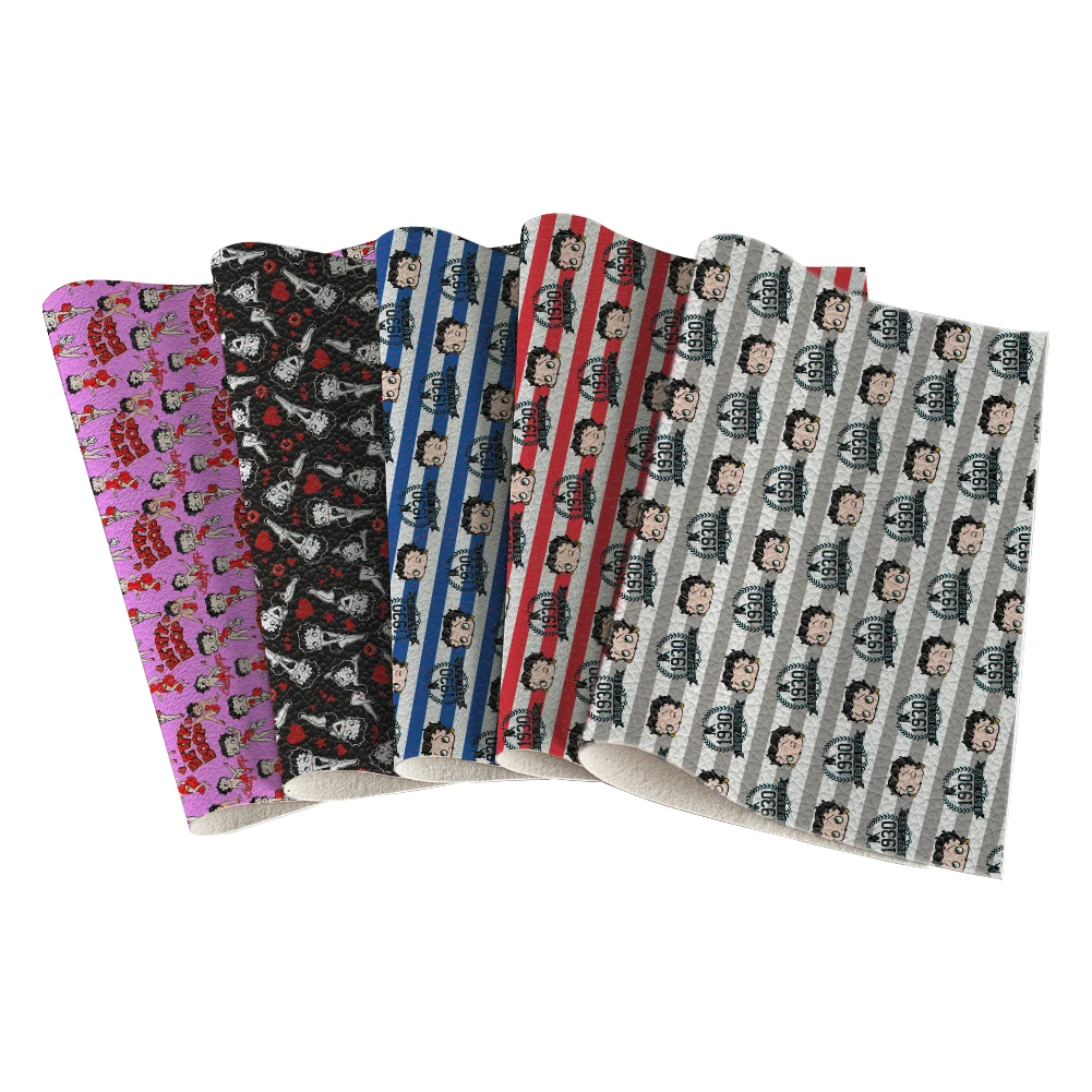 

Cute Curly Hair Girl Pattern Lychee Grain Faux Leather for DIY Earrings Hair Bow Crafts 30X136CM