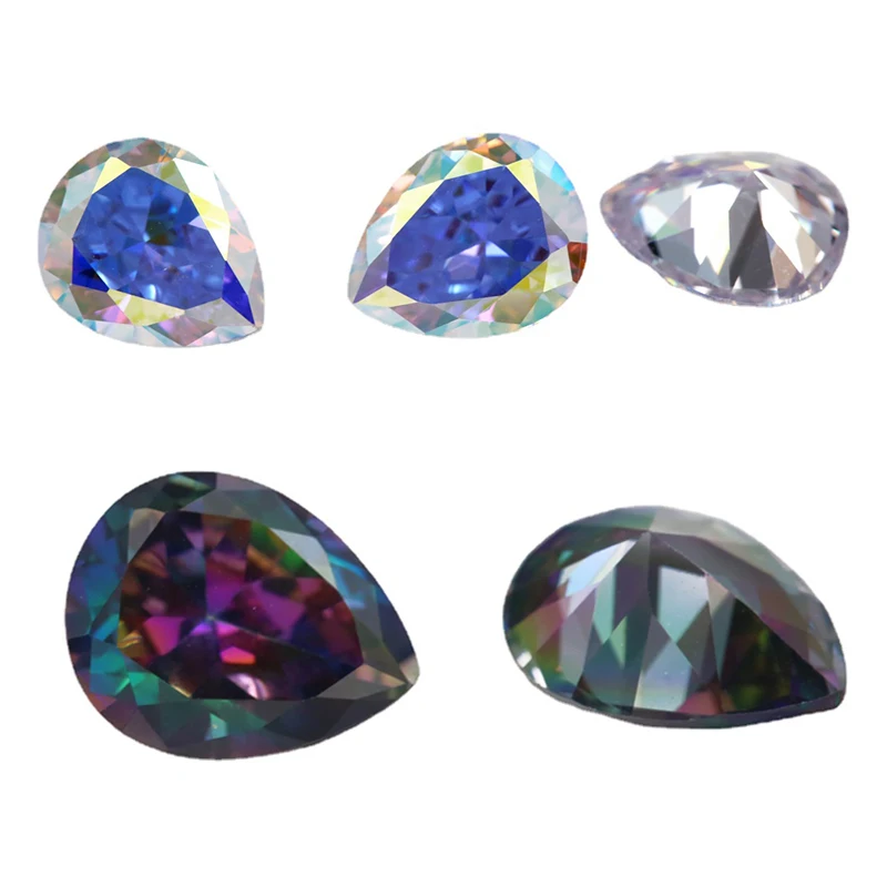 

Size 3x5mm~10x12mm Pear Cut Plating Color Cubic Zirconia Stone Loose Multiolor CZ Synthetic Gemstone for Jewelry