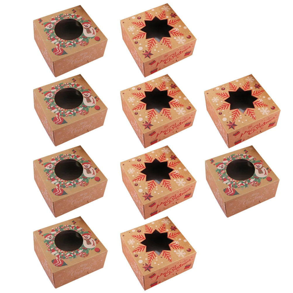 

10pcs Delicate Christmas Cake Boxes Cake Storage Boxes Organizers Cake Cases